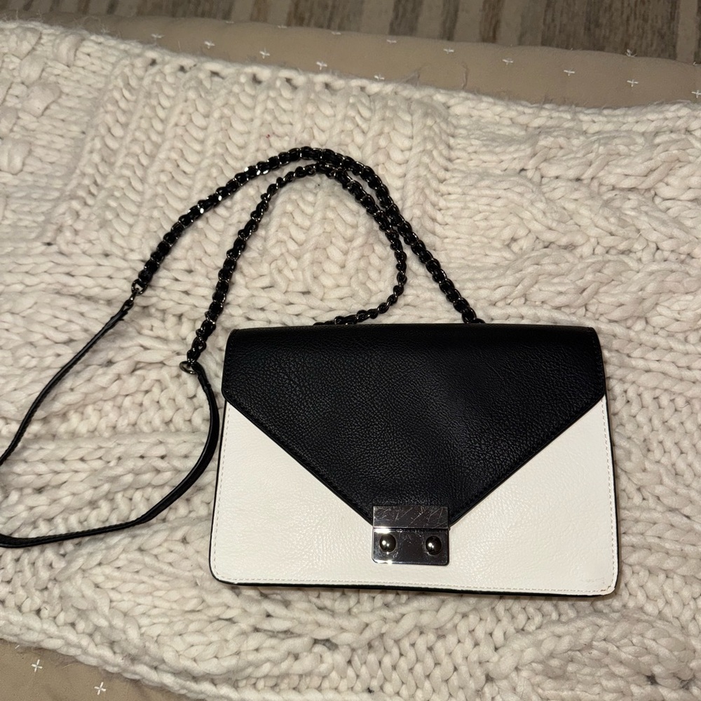 White House Black Market Chic Black and White Crossbody Bag